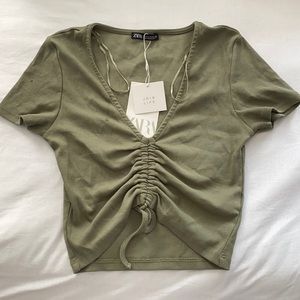Zara Green Cinched Cropped Top